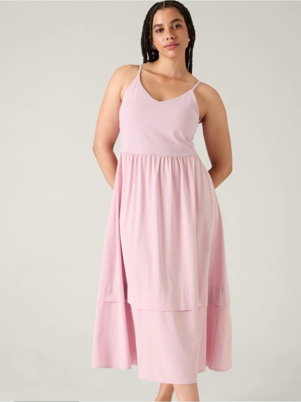 Athleta Elation V-Neck Hybrid Mini Dress  Begonia Pink Travel Casual Women's XS